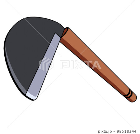 ダイナミックな草刈り鎌斜めのイラスト 98518344