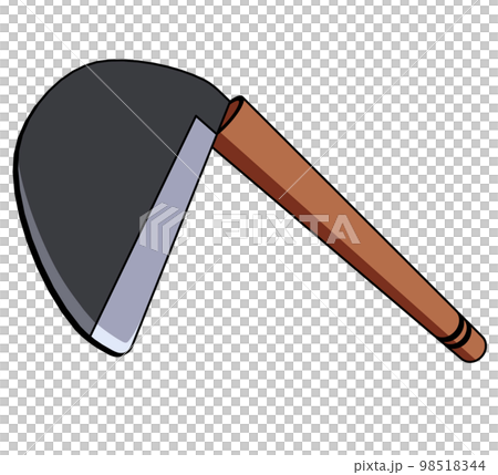ダイナミックな草刈り鎌斜めのイラスト 98518344