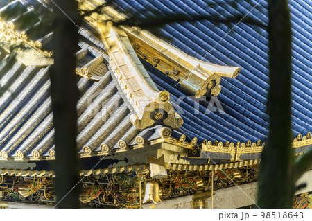 冬晴れの日光東照宮　御本社の瓦　栃木県日光市 98518643