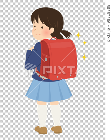 ランドセルを背負った新一年生の女の子(後ろ姿) ランドセルを背負った新一年生の女の子(後ろ姿) 98518888