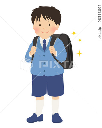 ランドセルを背負った新一年生の男の子(正面) ランドセルを背負った新一年生の男の子(正面) 98518893