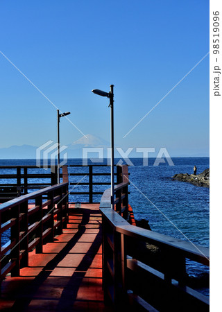 三浦半島　冬の城ヶ島から富士山の風景 98519096