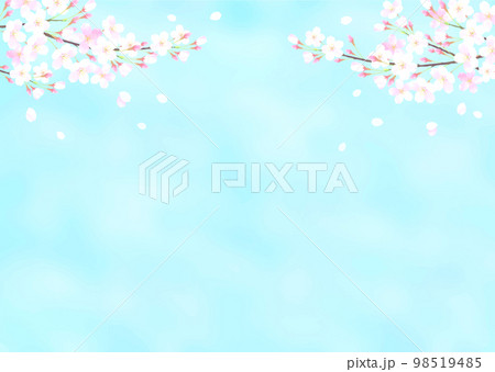 青空と桜の水彩タッチのベクターイラスト背景 98519485