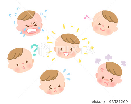 かわいい赤ちゃんの表情イラストセット かわいい赤ちゃんの表情イラストセット 98521269
