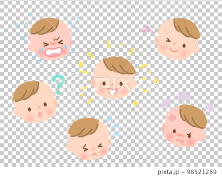 かわいい赤ちゃんの表情イラストセット かわいい赤ちゃんの表情イラストセット 98521269