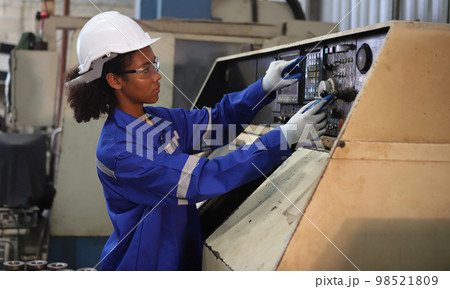 Young Engineer Working with big machine Young Engineer Working with big machine 98521809