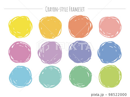 クレヨン風の丸フレームセット。ベクターデータ。 98522000
