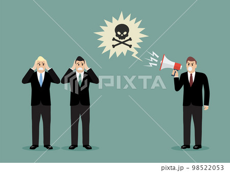 Angry boss shouting toxic word to businessmen 98522053