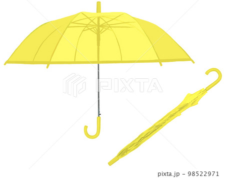ビニール傘2本開閉イエロー（ビニール部分半透明） 98522971