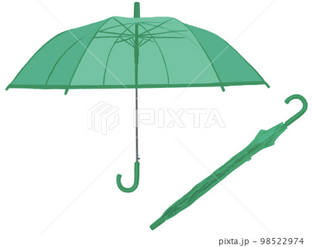 ビニール傘2本開閉グリーン(PNGビニール部分半透明) ビニール傘2本開閉グリーン(PNGビニール部分半透明) 98522974