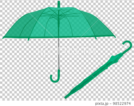 ビニール傘2本開閉グリーン(PNGビニール部分半透明) ビニール傘2本開閉グリーン(PNGビニール部分半透明) 98522974