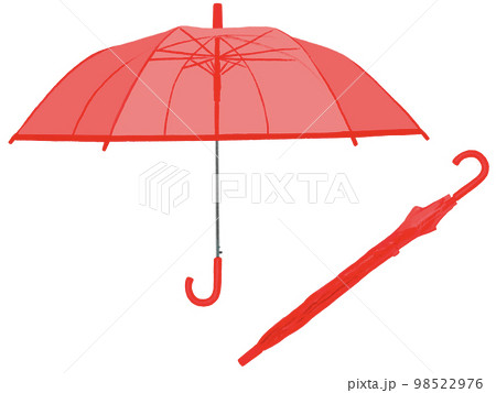 ビニール傘2本開閉レッド（PNGビニール部分半透明） 98522976