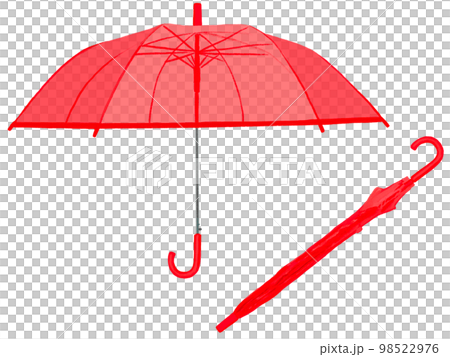 ビニール傘2本開閉レッド（PNGビニール部分半透明） 98522976