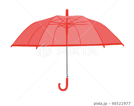 ビニール傘レッド（PNGビニール部分半透明） 98522977
