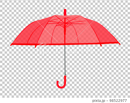 ビニール傘レッド（PNGビニール部分半透明） 98522977