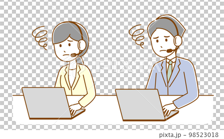 コールセンター　オペレーター　カスタマーサポート　 困っている男性と女性 98523018