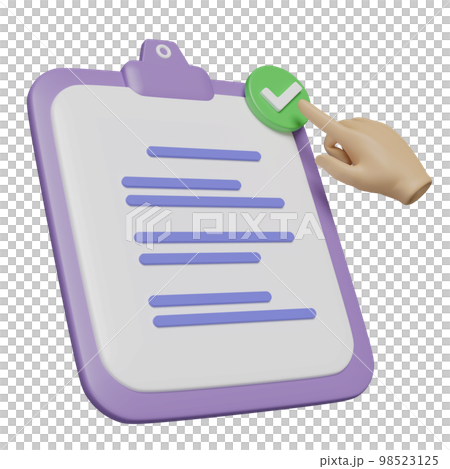 3d purple clipboard white checklist paper icon with hand pointing checkmark isolated. project plan, business strategy, quality control concept, 3d render illustration 3d purple clipboard white checklist paper icon with hand pointing checkmark isolated. project plan, business strategy, quality control concept, 3d render illustration 98523125