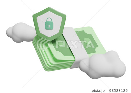 3d banknote stack icon with shield, cloud, lock, padlock, key isolated. economic movements or business finance saving money, financial business protection concept, 3d render 3d banknote stack icon with shield, cloud, lock, padlock, key isolated. economic movements or business finance saving money, financial business protection concept, 3d render 98523126