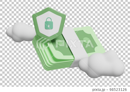 3d banknote stack icon with shield, cloud, lock, padlock, key isolated. economic movements or business finance saving money, financial business protection concept, 3d render 3d banknote stack icon with shield, cloud, lock, padlock, key isolated. economic movements or business finance saving money, financial business protection concept, 3d render 98523126