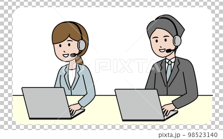 Call center operator customer support working men and women 98523140