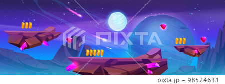 Space adventure game platforms with coins 98524631