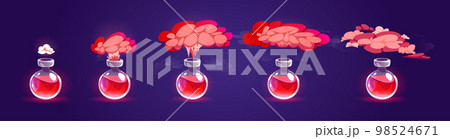 Bottle with potion and smoke cloud, sprite sheet 98524671