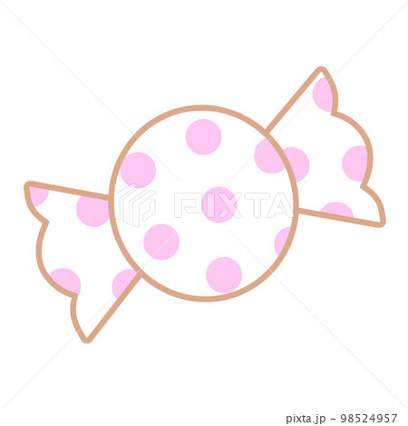 ピンクの水玉模様のキャンディのイラスト 98524957