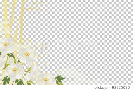 透明背景白牡丹和日本模式雲 & 金竹模式背景材料 98525020
