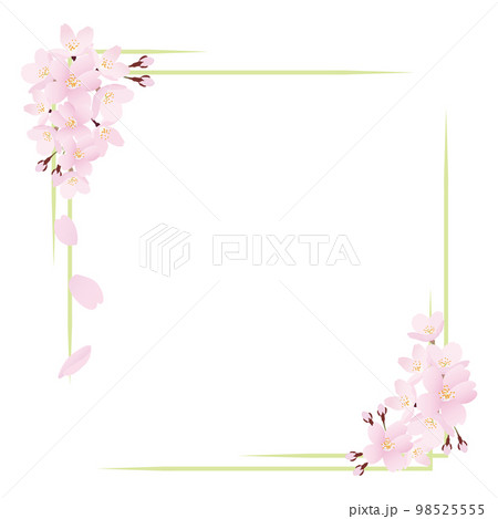 リアルな桜の花の正方形のフレームイラストのイラスト素材