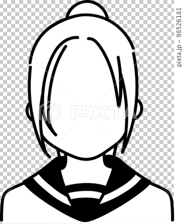馬尾辮女學生圖標單色 98526181