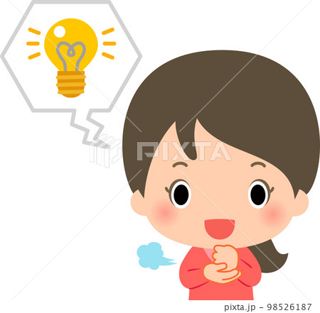 アイデアを閃いて手を打つ女性 アイデアを閃いて手を打つ女性 98526187