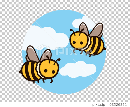 青空を飛ぶミツバチたち 98526251