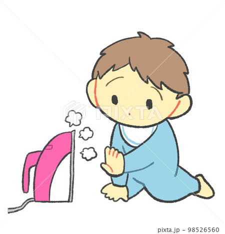 アイロンに触ろうとする赤ちゃん 98526560