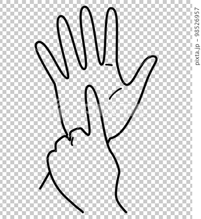 手　数字の6　白黒 98526957