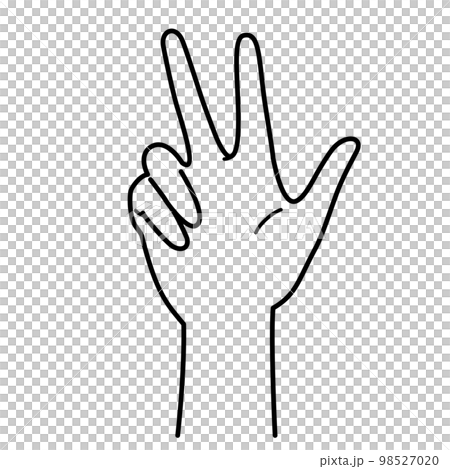手 数字の3 白黒 手 数字の3 白黒 98527020