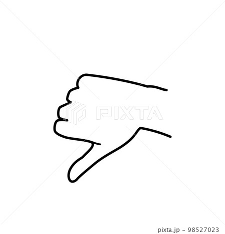 手　ジェスチャー　bad　白黒 98527023