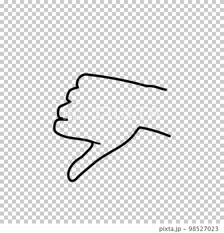 手　ジェスチャー　bad　白黒 98527023