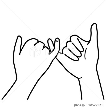 手　ゆびきりげんまん　白黒 98527049