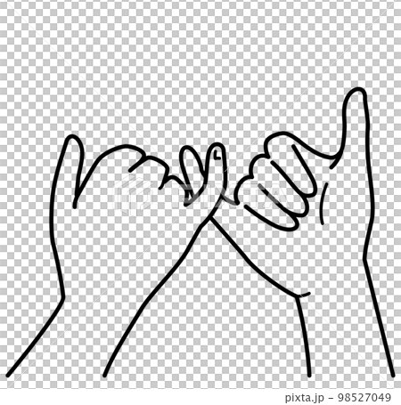 手　ゆびきりげんまん　白黒 98527049