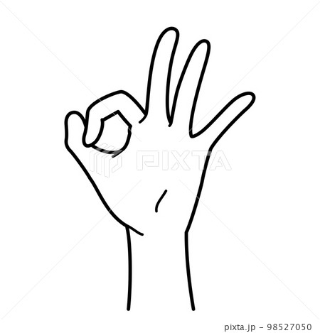 手　ジャスチャー　okサイン　白黒 98527050