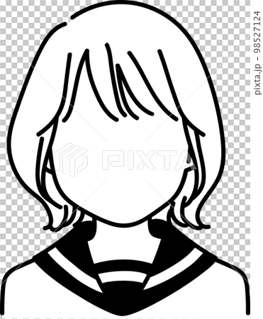 ショートボブの女子学生のアイコン　顔なし 98527124
