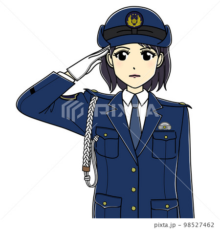 敬礼する女性警察官（上半身） 98527462
