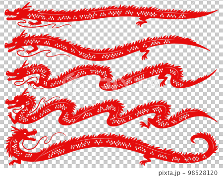 Red dragon silhouette illustration set Red dragon silhouette illustration set 98528120