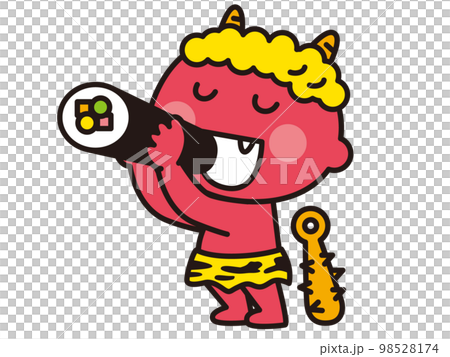 A child's red demon bites into an ehomaki 98528174