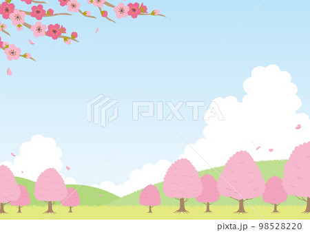 春の桜の風景のイラスト_横_1 春の桜の風景のイラスト_横_1 98528220