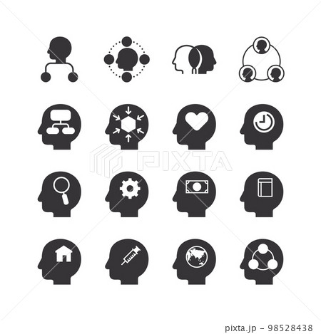 Mind Map Head Infographic template. flat icons collection. simple design vector 98528438