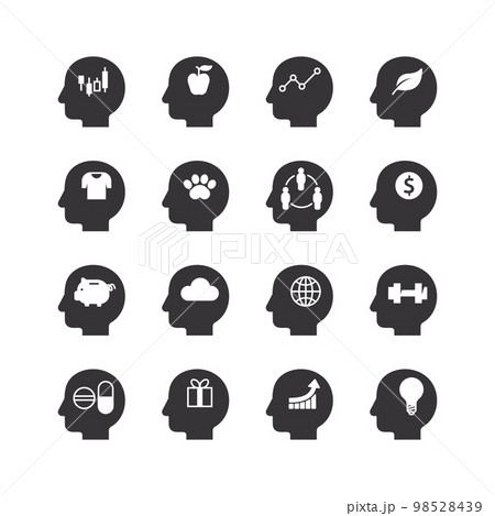 Mind Map Head Infographic template. flat icons collection. simple design vector 98528439