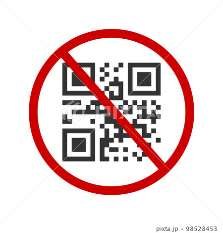 QR code not available icon. Quick responce matrix barcode in red forbidden sign isolated on white background. Entry or login without QR code concept 98528453