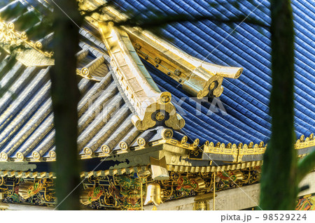 冬晴れの日光東照宮　御本社の瓦　栃木県日光市 98529224