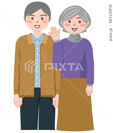 挨拶をしている高齢夫婦 98529959